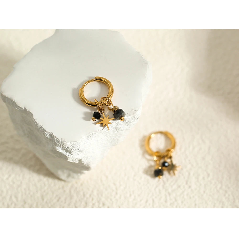 18K Gold Plated Hoop Earrings With Charms 18K Gold Plated Hoop Earrings With Charms